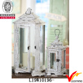 Shabby desvaneceu-se branco lanterna de madeira Candle Holder